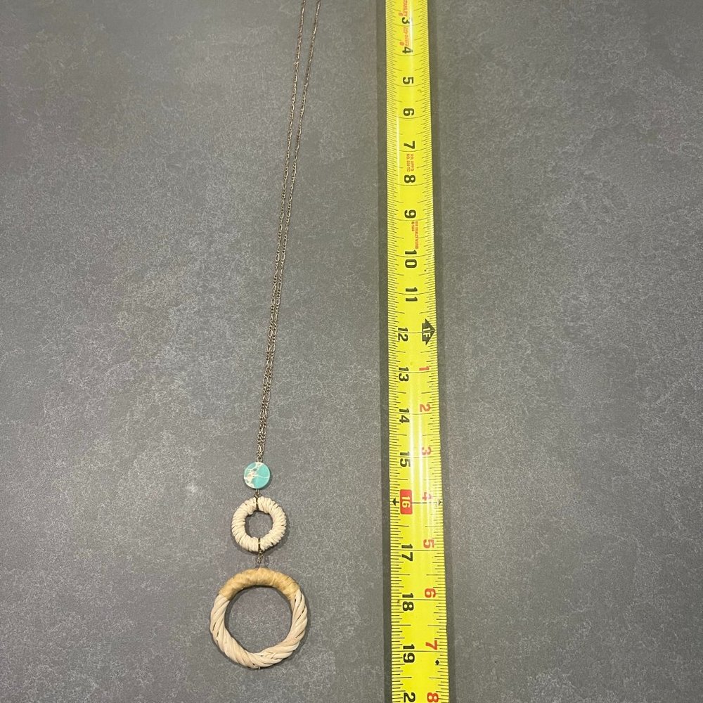 Gold Necklace Turquoise and Straw
